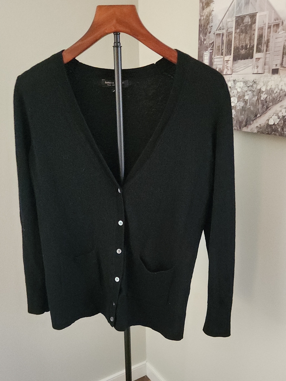 Banana Republic Black Merino Wool Cardigan - Size L